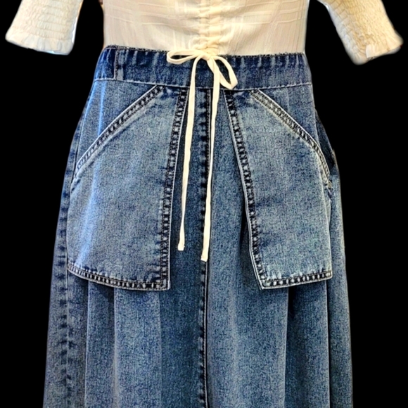 HANDMADE❤UPCYCLED "ONE (of a) KIND DENIMco" BOHO & DENIM DRESS SZ 6-8 - Picture 3 of 12